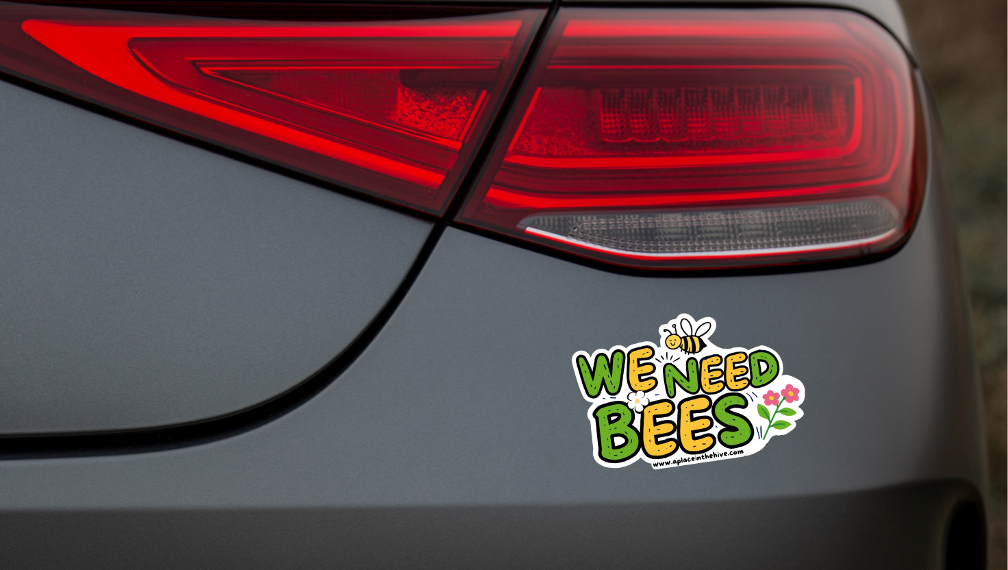 We Need Bees green and yellow sticker